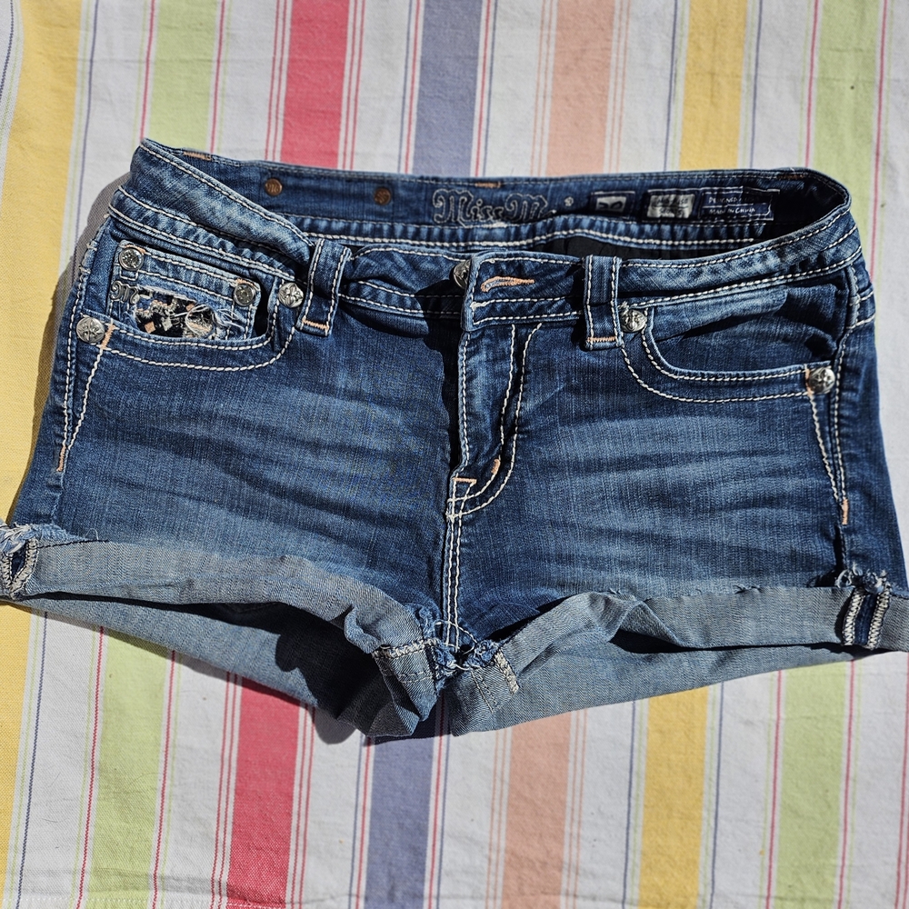 Miss Me Dark Blue Jean Shorts
